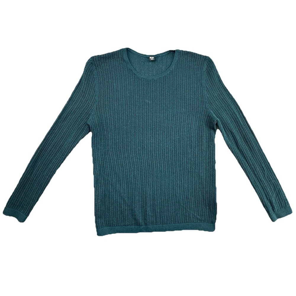 Uniqlo Teal Knit Sweater Womens Medium‎ Lightweight Long Sleeve Crewneck
